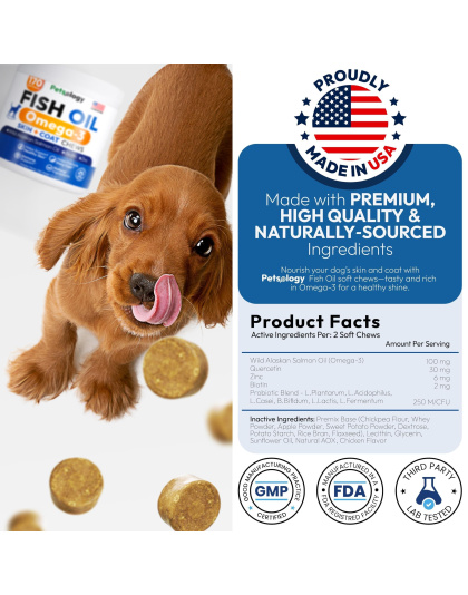 Omega 3 Fish Oil for Dogs 170 Chews Omega 3 for Dogs Itchy Skin & Allergy Relief Skin & Coat Supplement EPA & DHA Fatty Acids Dog Anti Shedding & Hot Spot Treatment Salmon Oil