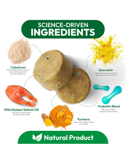 Dog Allergy Relief Chews 170 Dog Allergy Chews Itch Relief for Dogs Omega 3 Fish Oil Probiotics For Itchy Skin & Hot Spots Allergies Paw Licking Dry Skin & Coat Supplement Immune Health