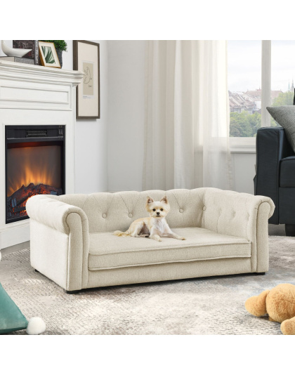 Elegant Rectangle Pet Bed for Medium and Large Dogs, Durable Elevated Dog Sofa Bed, Comfortable Dog Couch, Modern and Stylish Dog Sofa for Large Dogs,Beige