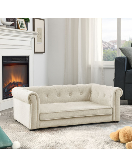 Elegant Rectangle Pet Bed for Medium and Large Dogs, Durable Elevated Dog Sofa Bed, Comfortable Dog Couch, Modern and Stylish Dog Sofa for Large Dogs,Beige