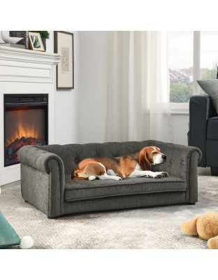 Elegant Rectangle Pet Bed for Medium and Large Dogs, Durable Elevated Dog Sofa Bed, Comfortable Dog Couch, Modern and Stylish Dog Sofa for Large Dogs,Dark grey