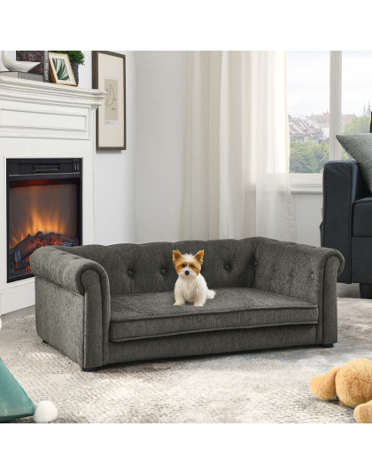 Elegant Rectangle Pet Bed for Medium and Large Dogs, Durable Elevated Dog Sofa Bed, Comfortable Dog Couch, Modern and Stylish Dog Sofa for Large Dogs,Dark grey