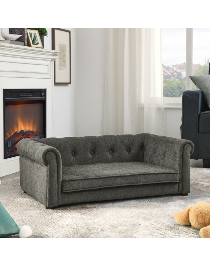 Elegant Rectangle Pet Bed for Medium and Large Dogs, Durable Elevated Dog Sofa Bed, Comfortable Dog Couch, Modern and Stylish Dog Sofa for Large Dogs,Dark grey