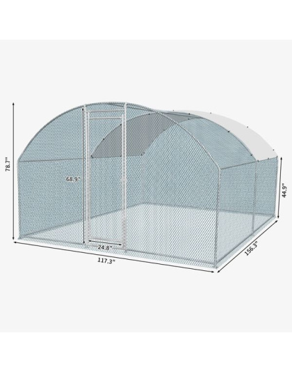 13 x 10 ft Large Metal Chicken Coop, Walk-in Poultry Cage Chicken Hen Run House with Waterproof Cover, Rabbits Cats Dogs Farm Pen for Outdoor Backyard Farm Garden