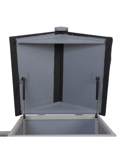 2-Tier Wood Rabbit Hutch, Indoor Outdoor Small Animal House with Removable Tray, Ramp, Openable Roof, Bunny Cage for Ducks, Squirrels, Grey with Colorful Patterns