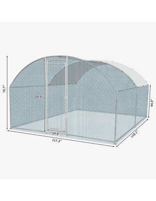 10 x 10 ft Large Metal Chicken Coop, Walk-in Poultry Cage Chicken Hen Run House with Waterproof Cover, Rabbits Cats Dogs Farm Pen for Outdoor Backyard Farm Garden