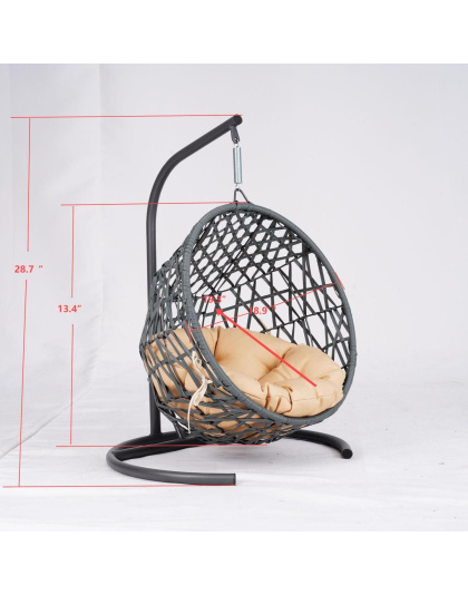 Cat Swing Bed with Stand & Cushion, Cat Egg Chair with Rattan Wicker Appearance, Indoor Hanging Swinging Cat Bed for Cats, Small Dogs, and Small Animals, Gray