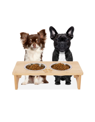 Gardenia Raised Dog Bowl Stand for Medium Sized Dogs, Elevated Dog Bowls, Bamboo Raised Dog Bowl, Dog Food Bowl Stand, Feeding Station