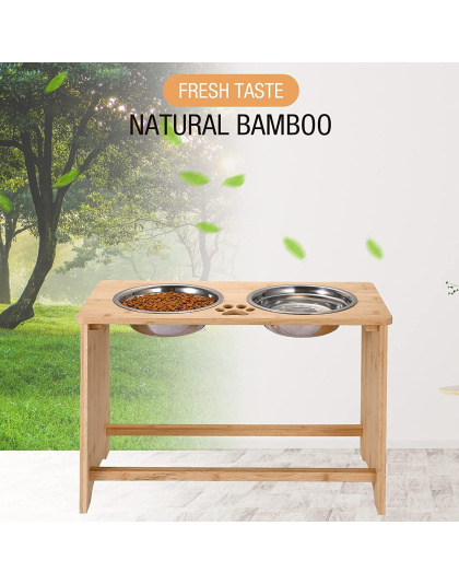 Gardenia Raised Dog Bowl Stand for Medium Sized Dogs, Elevated Dog Bowls, Bamboo Raised Dog Bowl, Dog Food Bowl Stand, Feeding Station
