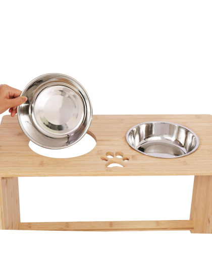 Gardenia Raised Dog Bowl Stand for Medium Sized Dogs, Elevated Dog Bowls, Bamboo Raised Dog Bowl, Dog Food Bowl Stand, Feeding Station