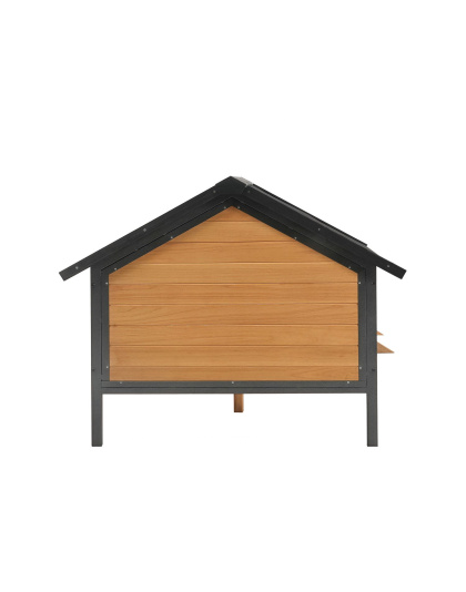 Unique All-Around Iron Frame,Outdoor Large Wooden Cabin House Style Wooden Dog Kennel with Porch