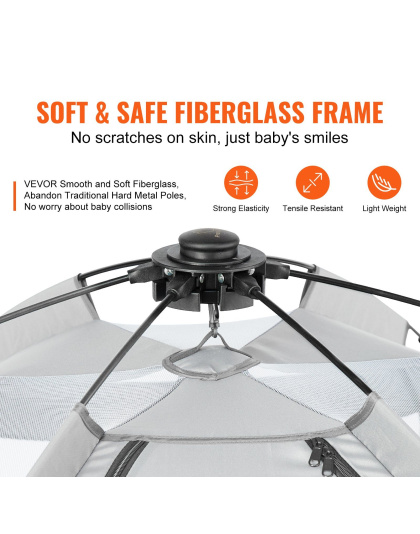 VEVOR Baby Playpen with Canopy, Indoor/Outdoor Portable Playpen for Babies and Toddler, Lightweight & Foldable, Pop Up Toddler Play Yard with 3 Sun-Shades & Travel Bag for Park Beach Home, 59.8"x59.8"